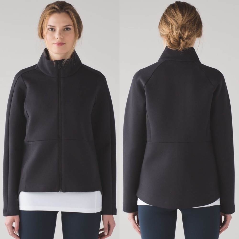 Lululemon Going Places Jacket Black Size 2 Grey‎ Warm Coat Full Zip Breathable